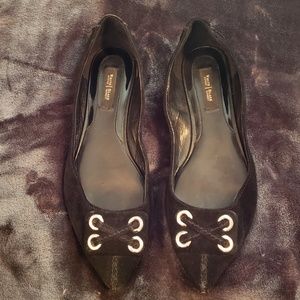 White House | Black Market Black Suede Flats 9M